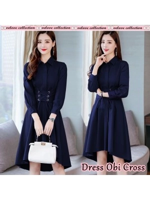 Baju Korea Drs Obi Cross Navy