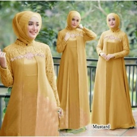 Baju Korea Hj Maxi Elena Ra Mustard