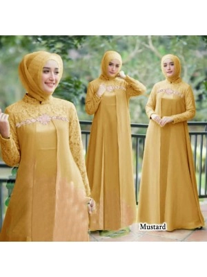 Baju Korea Hj Maxi Elena Ra Mustard