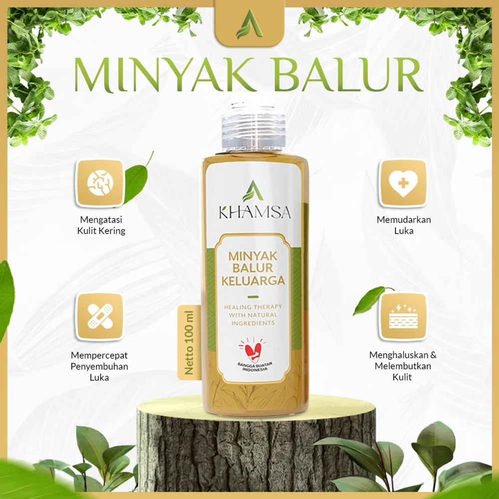 Khamsa - Minyak Balur keluarga 100 ml untuk mengatasi kulit kering Khamsa - Minyak Balur keluarga 100 ml untuk mengatasi kulit kering