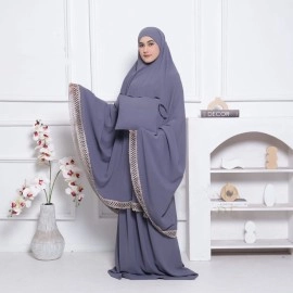 mukena.yuna Mukena Dewasa Rasheda Travel 3in1 Bahan crinkle airflow mukena.yuna Mukena Dewasa Rasheda Travel 3in1 Bahan crinkle airflow