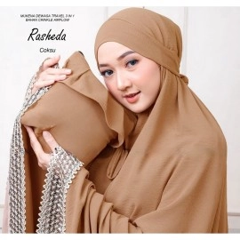 mukena.yuna Mukena Dewasa Rasheda Travel 3in1 Bahan crinkle airflow mukena.yuna Mukena Dewasa Rasheda Travel 3in1 Bahan crinkle airflow