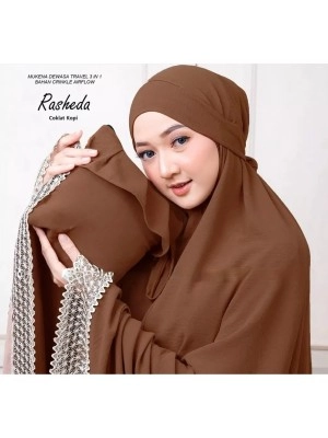 mukena.yuna Mukena Dewasa Rasheda Travel 3in1 Bahan crinkle airflow