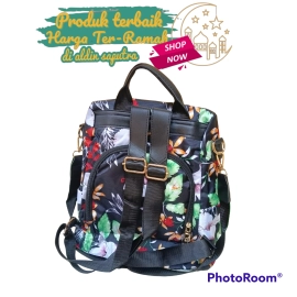 Tas ransel Korea style motif bunga 