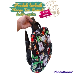 Tas ransel Korea style motif bunga 