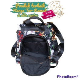 Tas ransel Korea style motif bunga 