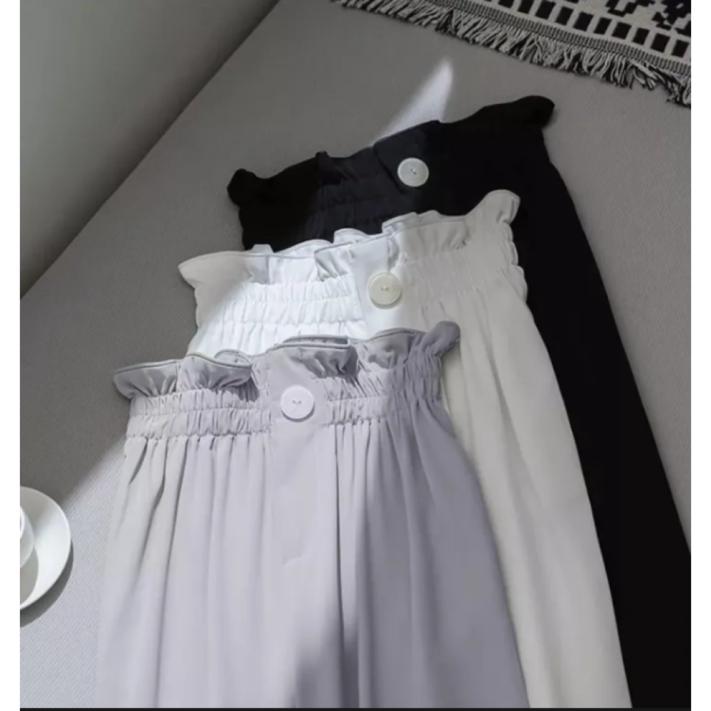 Button crepe pants / dobby pants celana kulot wanita Button crepe pants / dobby pants celana kulot wanita