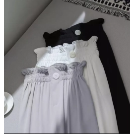 Button crepe pants / dobby pants celana kulot wanita