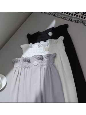 Button crepe pants / dobby pants celana kulot wanita