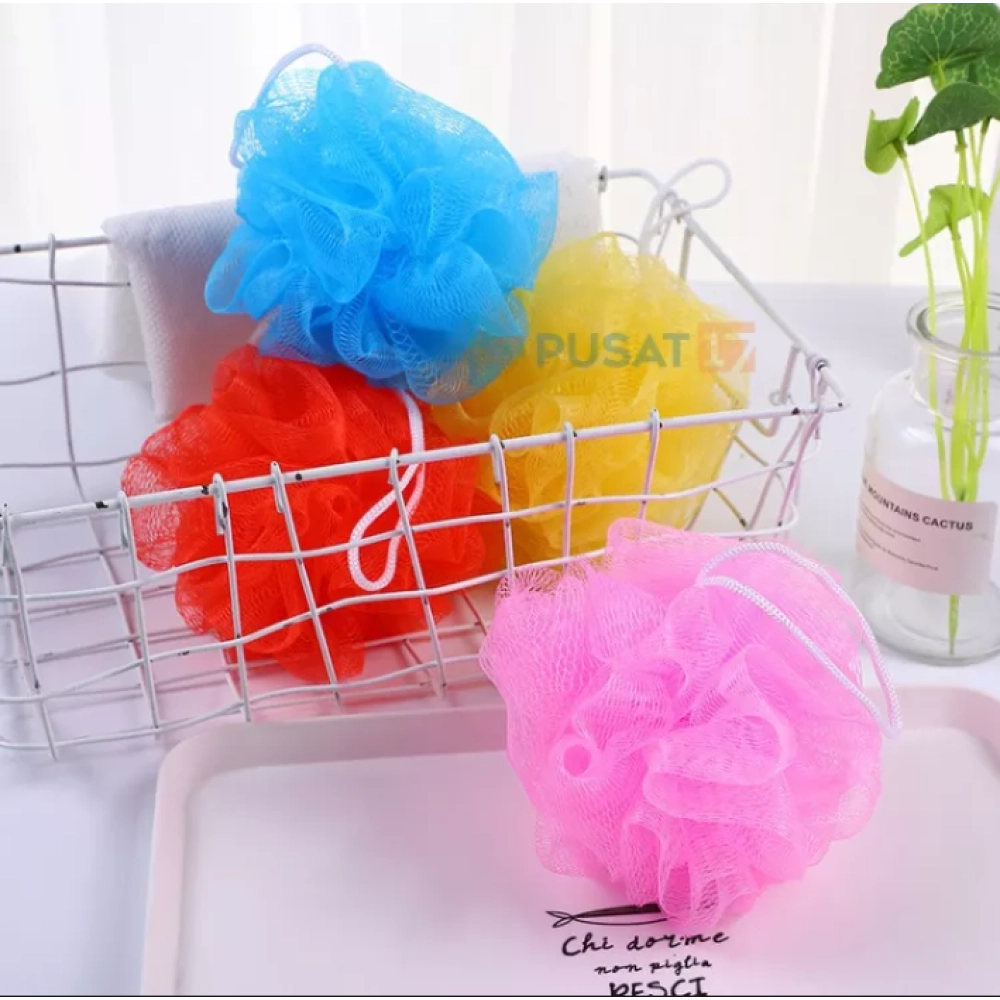 Spon mandi jaring / spons mandi gosok / sponge mandi shower net / spons jaring warna / bath puff Spon mandi jaring / spons mandi gosok / sponge mandi shower net / spons jaring warna / bath puff