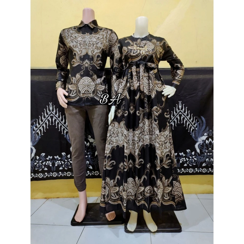 Couple batik gamis + kemeja Couple batik gamis + kemeja