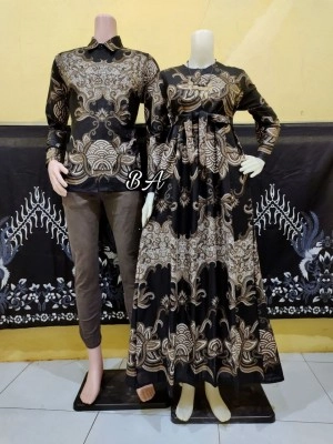 Couple batik gamis + kemeja
