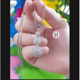 Kalung Silver Free Liontin Bulat 3 Anti Karat Dan Luntur 020