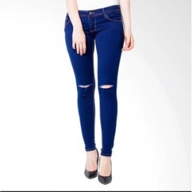 Celana Jeans Cewek Wanita Ripped Murah Sobek Lutu - Navy Celana Jeans Cewek Wanita Ripped Murah Sobek Lutu - Navy