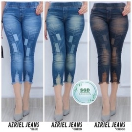 Azriel Jeans / Luna Jeans / Celana Jeans Wanita 7/9 Sablon