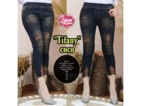 Ready Stok Tifani Jengging Jeans Sobek Tidak Tembus / Tifany Leeging Jeans