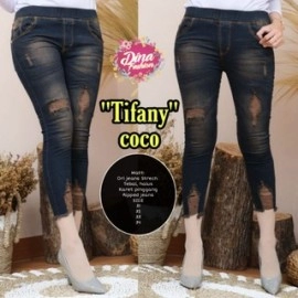 Ready Stok Tifani Jengging Jeans Sobek Tidak Tembus / Tifany Leeging Jeans