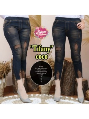 Ready Stok Tifani Jengging Jeans Sobek Tidak Tembus / Tifany Leeging Jeans