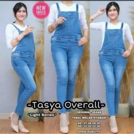 Overall tasya - ice blue / jumpsuit celana panjang / jumper jeans wanita murah / overal denim wanita