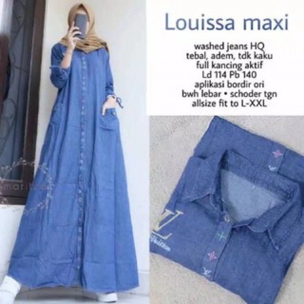 Dress Bordir Jeans Jumbo Louissa Maxi Jeans Maritza Dress Bordir Jeans Jumbo Louissa Maxi Jeans Maritza