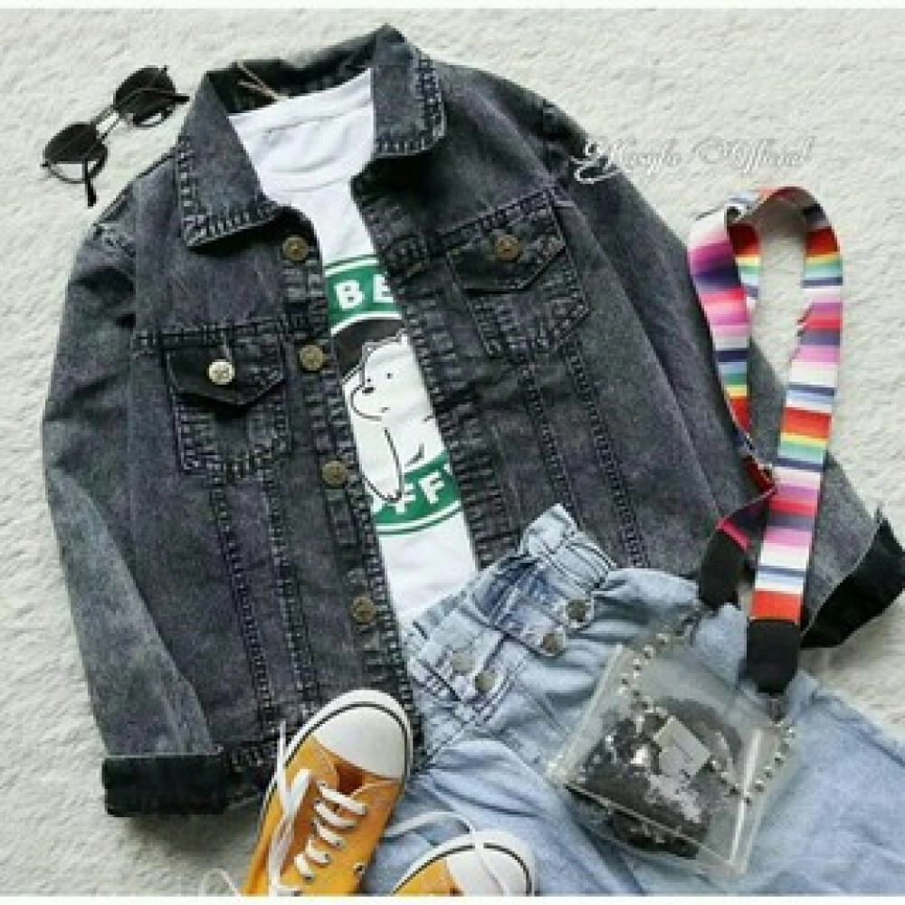 Jaket Jeans Wanita Snow Black Jaket Jeans Wanita Snow Black