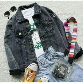 Jaket Jeans Wanita Snow Black Jaket Jeans Wanita Snow Black