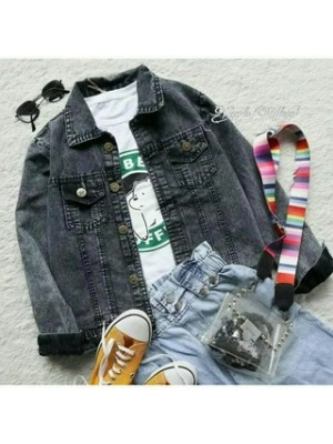 Jaket Jeans Wanita Snow Black