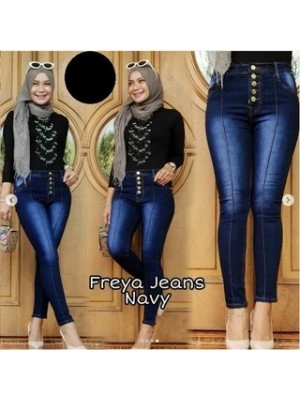 Celana Jeans Panjang Wanita Highwaist Freya / Celana High Waist Cewek Freya