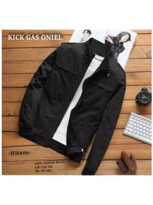 Jaket Bomber Classic Trendy Catton Drill Hitam