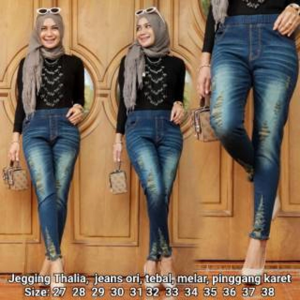 Jegging Thalia / Jeans Ripped Pinggang Karet Jegging Thalia / Jeans Ripped Pinggang Karet