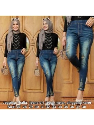 Jegging Thalia / Jeans Ripped Pinggang Karet