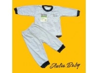Setelan Baju Bayi Piyama Bayi Lengan Panjang Celana Panjang Kancing Pundak Motif Salur Usia 3-12 Bulan Aulia Baby