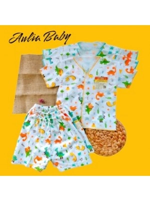 Stelan Baju Bayi Lengan Dan Celana Pendek Bahan Pe Double Full Sablon