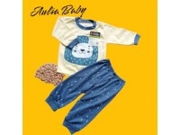 Setelan Baju Piyama Bayi Lengan Panjang Celana Pempers Panjang Kancing Pundak Motif Lion Usia 3-12 Bulan Aulia Baby