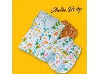 3 Setelan Baju Bayi Kutung Celana Pendek Bahan Pe Double Motif Sablon Aulia Baby
