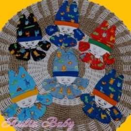 1Pcs Set Kupluk Sarung Tangan Dan Sarung Kaki Bayi Bahan Printing Aulia Baby