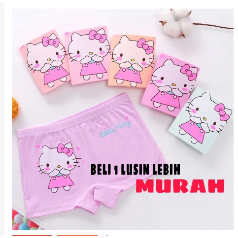 1 lusin celana dalam boxer anak perempuan hello kitty 