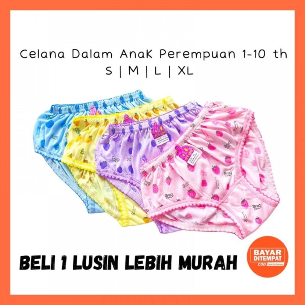 1 lusin Celana Dalam Anak Perempuan Motif Buah Adem Murah